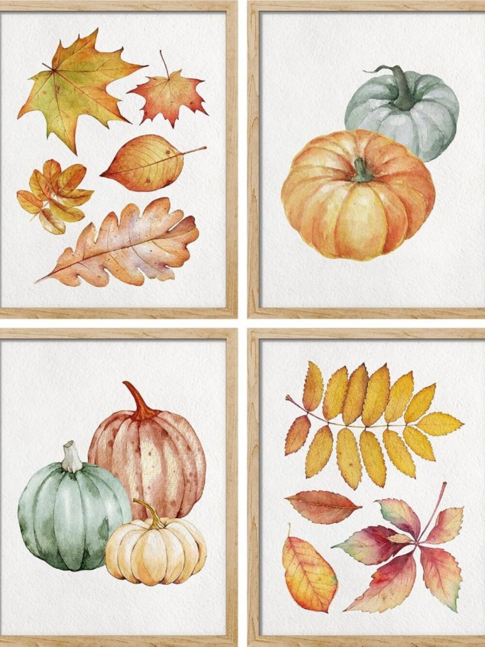 Framed Autumn Pumpkin Tree Wall Art Poster - 11"x14" Multicolor Decor for Home